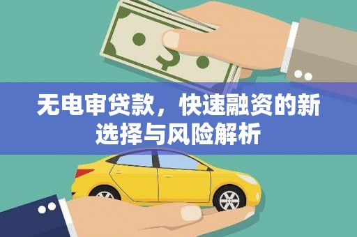 凤阳无电审贷款，快速融资的新选择与风险解析