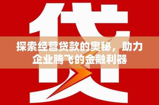 凤阳探索经营贷款的奥秘，助力企业腾飞的金融利器