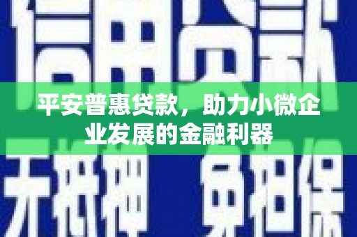 凤阳平安普惠贷款，助力小微企业发展的金融利器