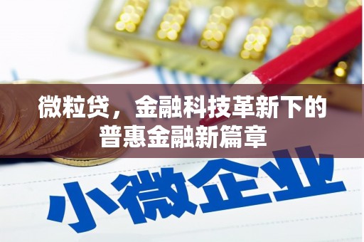 凤阳微粒贷，金融科技革新下的普惠金融新篇章