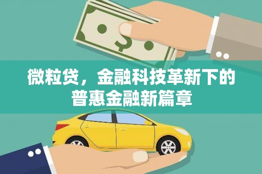 凤阳微粒贷，金融科技革新下的普惠金融新篇章